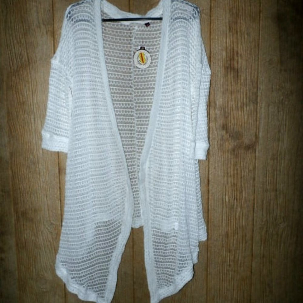 NWT SO CROCHET OPEN FRONT CROCHET CARDIGAN  sm